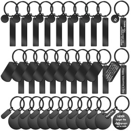 Gisafai 30 Pcs Engravable Stainless Steel Keychain Blanks Metal Blank for Laser Engraving 2025 DIY Crafts Gifts(Black)