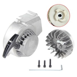 SUNQIAO Pocket Bike Easy Pull Starter, Alloy Easy Recoil Starter Fly Wheel for 47 49cc 2 Stroke Mini ATV Dirt Bike (Silver)