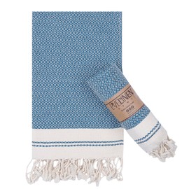 Evelynen Turkish Hand Towels for Bathroom & Kitchen Towels Decorative Set of 2 | Boho Farmhouse Hand Towels with Hanging Loops for Face, Tea, Dish, Kitchen & Bath |%100 Cotton (16" x 32" - Navy Blue)