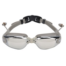 Waterproof Anti Fog Swimming Goggles Electroplating AntiUV Glasses with Earplug for Adult(Silver )