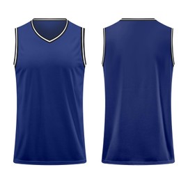 LTHYTY Blank Men's Basketball Jersey Cuff Stripes Team Athletic Scrimmage Uniform Mesh Sport Shirt S-3XL(2XL, RoyalBlue)