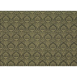 Itsy Bitsy Mini Dollhouse Wallpaper Damask Black & Tan Victorian 1:12 Scale Itsy Bitsy