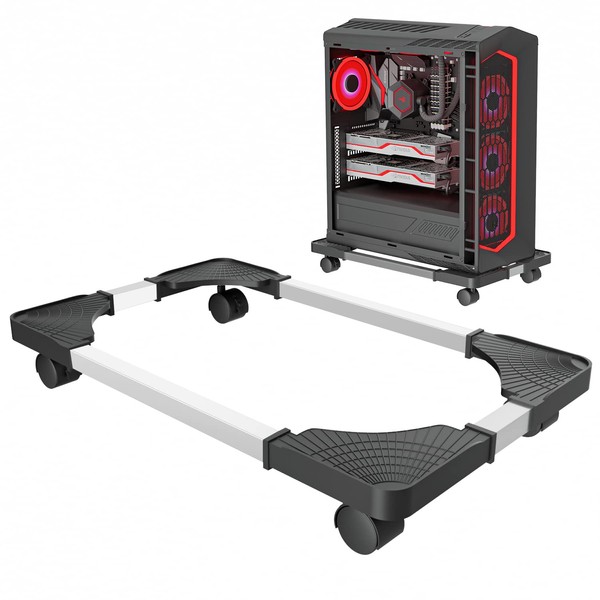 Mobile CPU Stand, CPU Rolling Stand Adjustable Computer Mobile Cart