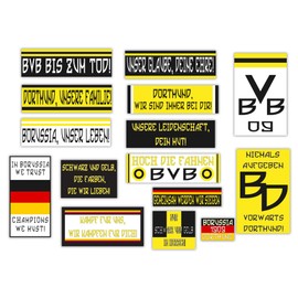 GamesMonkey® - Kit 15 Ultras Stickers – Borussia Dortmund – Football Champion Shield – Glossy HD Vinyl – Made in Italy Waterproof Exterior Interior Car Motorcycle Motocross Bike Helmet Bumper