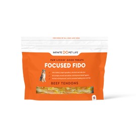 Infinite Pet Life Focused Fido Beef Tendon Chews for Dogs 12 Count Bag | Made in The USA | Beef Chew Rawhide Alternative | Large Beef Tendons for Dental Care, Joint Support, and Entertainment