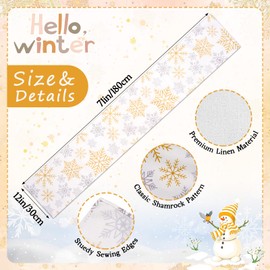 Windkream Golden Silver Winter Snowflake Table Runner Burlap Christmas Tablecloth for Winter Christmas Party Supplies Table Decor Decoration for Kitchen Dining Room Home Decor 12 x 71 Inch