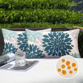 Cushion Cover Waterproof Cushion Covers Blue 30 x 50 cm Sofa Cushion Spring Summer Decorative Cushion Modern Boho Decorative Cushion Cover Linen Waterproof Cushion for Garden Patio Bed Office Set of 2