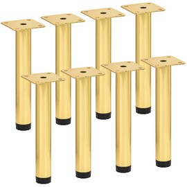 TCHOSUZ 5 inch / 12cm Adjustable Metal Furniture Legs, Pack of 8 Round Gold Iron Heavy Duty Sofa Legs, DIY Replacement Feet for Couch Table Cabinet Bed Ottoman Dresser