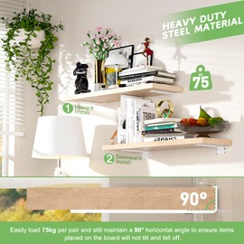 Yeabett 2 Pack Shelf Brackets 15cm, Heavy Duty Wall Brackets, 75kg Load Capacity, White