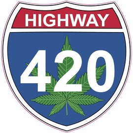 U.S. Custom Stickers Highway 420 Weed Road Sign Sticker 3 Inch
