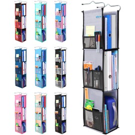 ABRA® 3 Shelf Hanging Locker Organizer for School, Gym, Work, Storage | Deep Shelves 6.5”x 9”| Eco-Friendly Fabric Healthy for Children | Adjustable School Locker Shelf from 3 to 2 Shelves(Grey/Black)