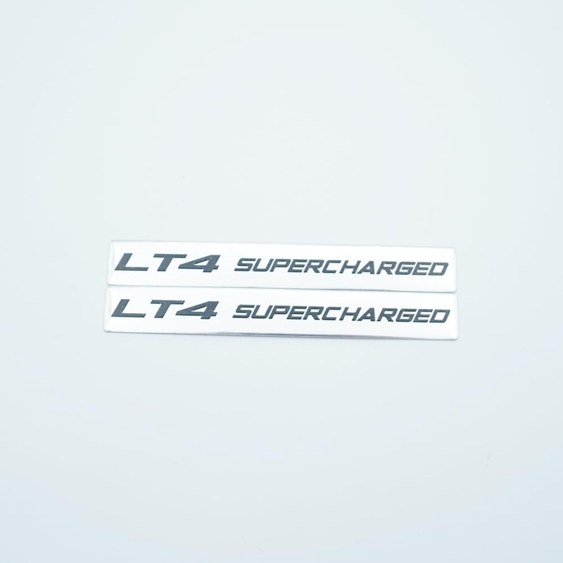 Pair Set LT4 Supercharged Highly Polished Real Aluminum Emblems Badge