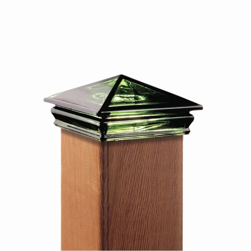 Woodway Glass Pyramid Post Cap, fits 3.5" Post, Forest Green,