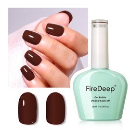 Firedeep Brown Gel Nail Polish,0.54 Fl Oz Large Bottle Dark Brown Color Soak Off UV LED Nail Gel Polish Autumn Winter Nail Art Starter Manicure Salon DIY at Home 1Pcs