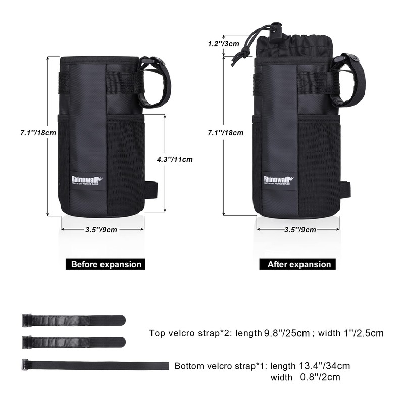 Rhinowalk Bike Handlebar Water Bottle Holder Bag Bicycle Front Insulated