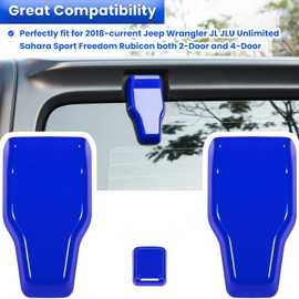 Rear Tail Door Window Hinge & Rain Wiper Nozzle Cover Trim for 2018-2022 Jeep Wrangler JL JLU Sports Sahara Freedom Rubicon Unlimited 2-Door & 4-Door Exterior Accessories Decoration (Blue 3PCS)
