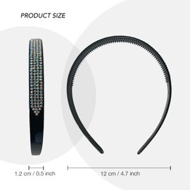 BasicSense 2PCS Diamante Alice Headband Sparkle Shiny Rhinestone Clear & AB Stone Plastic Band Wedding Bridal Accessories for Women Girls Clear - AB 4 rows