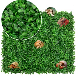 Hermit Crab Climbing Toys - 10x10 Inch Faux Grass Mat, Fake Turf Climbing Wall, Plastic Aquarium Plants Lawn for Hermit Crab, Gecko, Reptile, Lizard Habitat