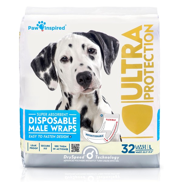 Paw Inspired Male Dog Wraps, Disposable Dog Diapers | Belly