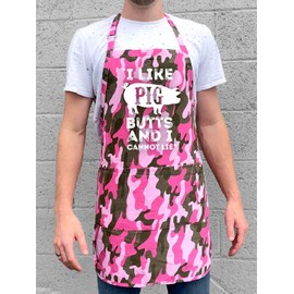 ApronMen, I Like Pig Butts BBQ Grill Adjustable Apron for Men, Pink Camo, One Size