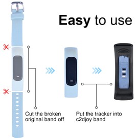 C2D JOY Strap TPU Wristband Compatible with Garmin vivosmart 4, Activity and Fitness Tracker (Black) Large