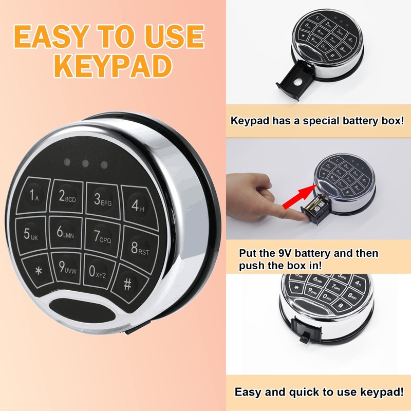 Digital Electronic Keypad Lock for Left Swing Bolt Safes, Gun