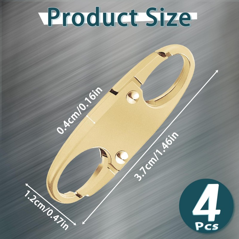 4 Zipper Fasteners for Backpacks, Anti-Theft, Removable Zipper Clips, Small