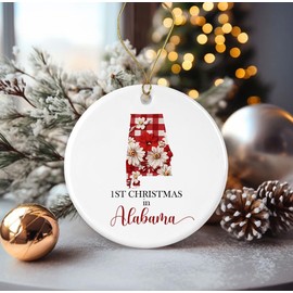 1st Christmas in Alabama Ornament - New Home in Alabama Gift - Alabama State Moving to Alabama Present Printed on Both Sides
