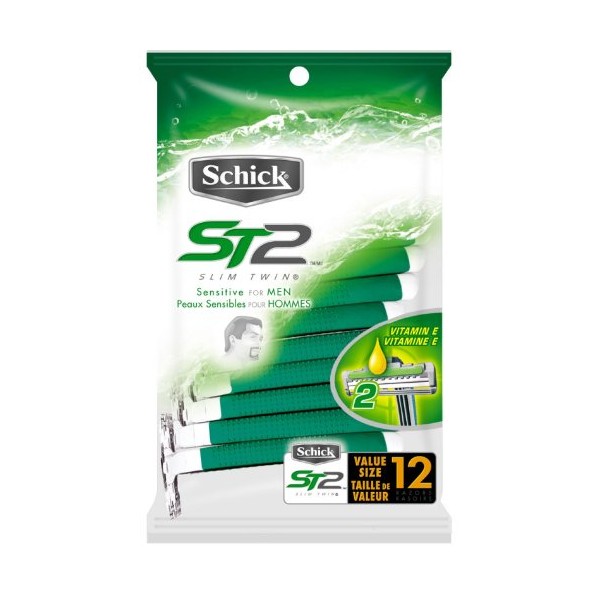 Schick ST2 Disposable Razor, Sensitive for Men, 12-Count Packages (Pack of 3)