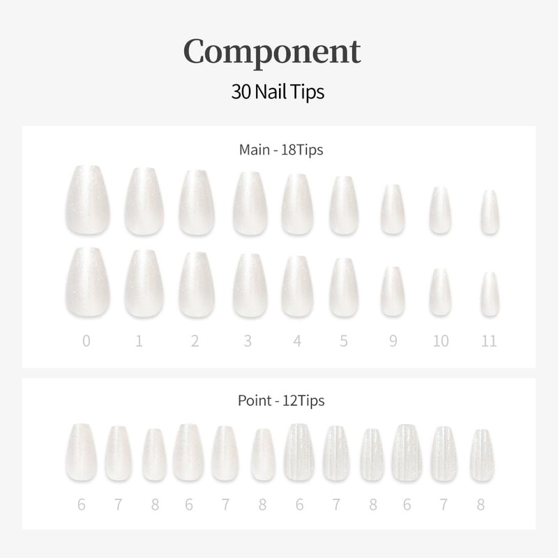 DASHING DIVA Magic Press Glass White Nail Tips, 30 Tips,