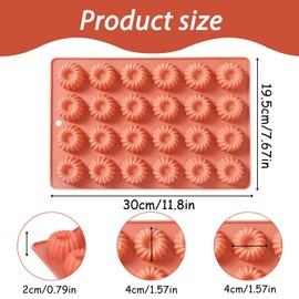 Silikon Gugelhupf Backform Set, 4 Stück, Mini Kuchenformen mit 24 Vertiefungen, Terrakotta