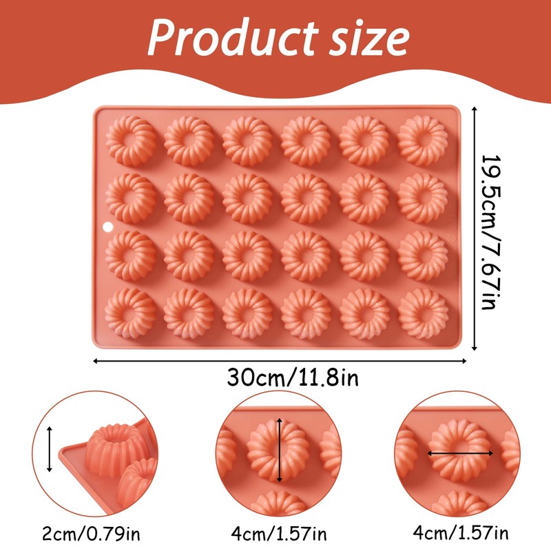 Silikon Gugelhupf Backform Set, 4 Stück, Mini Kuchenformen mit 24