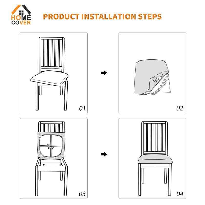HOMECOVER Seat Covers 6 Pieces, Stretch Jacquard Chair Seat Covers