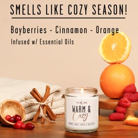 Christmas Candles, Fall Candles, Warm and Cozy' Soy Candle I Berries, Apple & Cinnamon I Infused w/Essential Oils I Warm n Cozy Home Dcor I Winter Candle I Holiday Candles I 50Hr Burn I USA Made