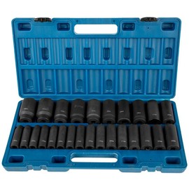VEVOR Impact Socket Set 29 Piece Impact Sockets CR-M0 3/4 Inches Drive Set with Storage Cage:_1/2 Inches - 26 Piece (Standard)