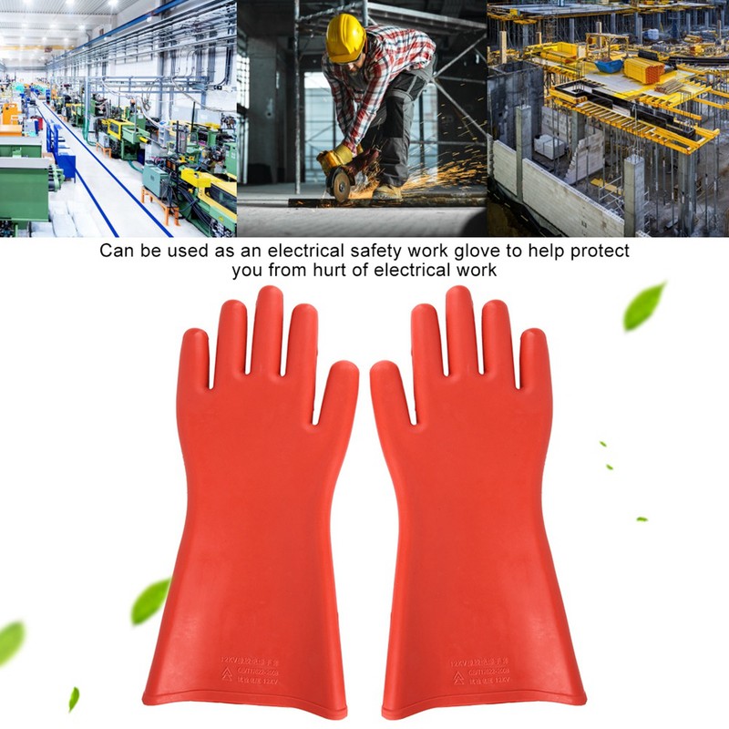 12KV High Voltage Proof Rubber Insulated Gloves Waterproof Safety Electrical