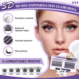 Kit de Extensiones de Pestañas B&Qaugen 3D con Curvatura D para Efecto Natural