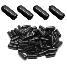 Bonsicoky 60 Pcs Round Rubber End Caps, 1/5" (5mm) ID Vinyl Flexible Screw Thread Protectors Screw Bolt End Protectors for Metal Tubing Rod Bolt, Black