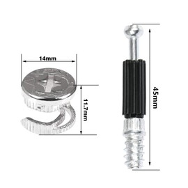 BUYGOO Furniture Cabinet Connector 50 Sets Furniture Hardware Fixing Screws Set Ø15mm Eccentric Cam Flat Pack Fixing Dowels Connector with Dowel Bolts Nut Locking Cam for Furniture Wardrobe Drawer