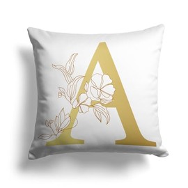 Unique Gifts House Ltd Flower Alphabet Letter A 16 x 16 Soft Pillow Cushion Cover, Throw Pillow Covers 40cm x 40cm