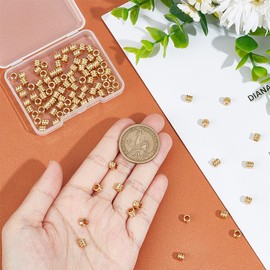 UNICRAFTALE 100Pcs 201 Stainless Steel Spacer Beads Grooved Beads Round Column Beads European Loose Beads Golden Metal Connector Beads for DIY Bracelet Earring Jewelry Making Hole 3mm