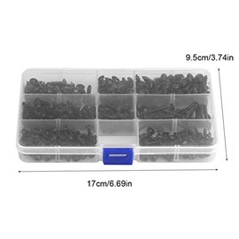 340Pcs Flange Self Tapping, Black Galvanised Screws Large Flange Head Flange Self Tapping Screws Screws Head Black Assorted Set with Case