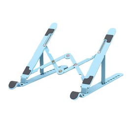 Laptop Stand (Blue) PC Stand, Foldable, Portable, Height Adjustment, Angle Adjustment, Lightweight, Stiff Shoulders, No Fatigue, Improves Posture