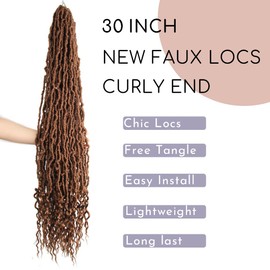 BOHOBABE Faux Locs Crochet Hair 30 Inch, Boho Soft Crochet Locs with Curly Ends, Long Bohemian Goddess Locs Crochet Braids for Black Women (6 Packs, 30#)