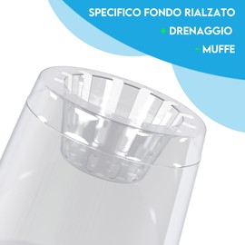 ZOMA - Set mit 3 transparenten Orchideentöpfen mit erhöhtem Boden, Orchideentöpfe aus Kunststoff mit Belüftungslöchern, ideal für die Pflege von Orchideen, hochwertiger transparenter Topf - Ø 6 cm