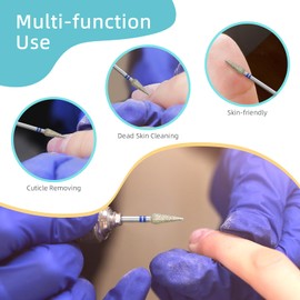 hytoos HYTOOS 4mm Long Bud Cuticle Clean Nail Drill Bit, Russian Diamond Nail Bits Professional Safety Under Nail Cleaner Burr for Cuticle Dead Skin, Electric Nails Drill Accessories, Medium