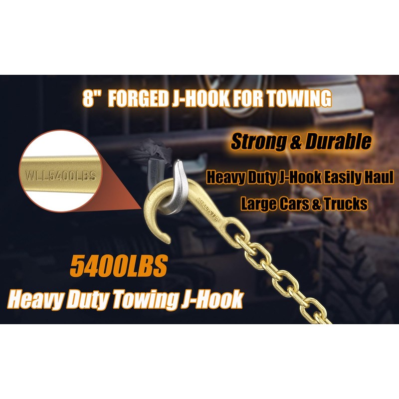 AODESTINY 2PCS 8" Heavy Duty J Hooks for Towing, Yellow
