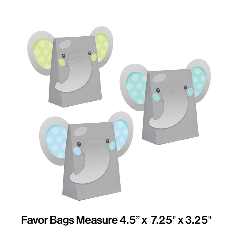 Enchanting Elephants Boy Paper Treat Bags, 8 ct