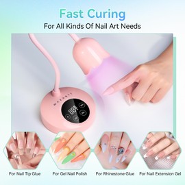 Makartt UV Nail Lamp: Mini UV Light for Gel Nails Polish Luminoza 10W Rechargeable LED Nail Light Nail Dryer with 4 Timers & Auto Sensor Fast Curing Goosenecks UV Lamp for Home DIY Manicure (Pink)