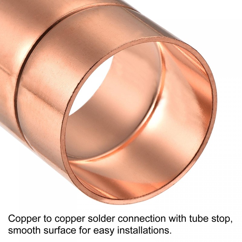 sourcing map Copper Pipe Coupling 35mm Straight Connecting Adapter with